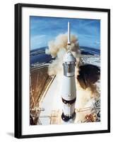 Lift Off of Apollo 11 Mission, with Neil Armstrong, Michael Collins, Edwin Buzz Aldrin, July 1969-null-Framed Photo