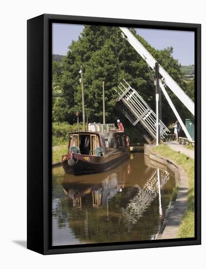 Liftbridge and Towpath, Tal Y Bont, Monmouth and Brecon Canal, Powys, Mid-Wales, Wales-David Hughes-Framed Stretched Canvas