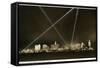 Light Beams and the Miami Skyline at Night, 1926-null-Framed Stretched Canvas