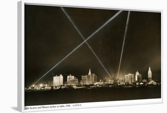 Light Beams and the Miami Skyline at Night, 1926-null-Framed Photographic Print