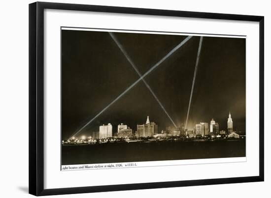 Light Beams and the Miami Skyline at Night, 1926-null-Framed Photographic Print