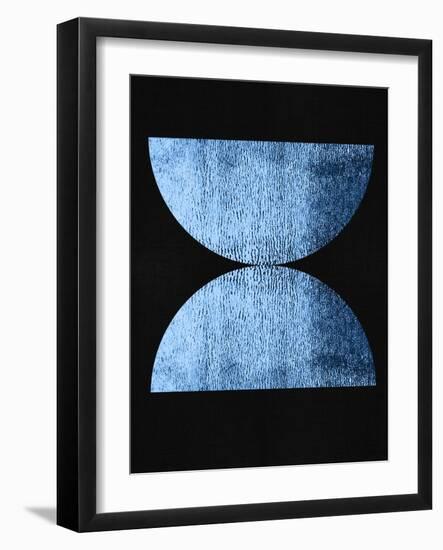 Light Blue on Black Half Circles-Eline Isaksen-Framed Art Print