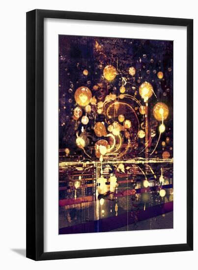 Light Bulb,Abstract Painting Concept,Illustration-Tithi Luadthong-Framed Art Print