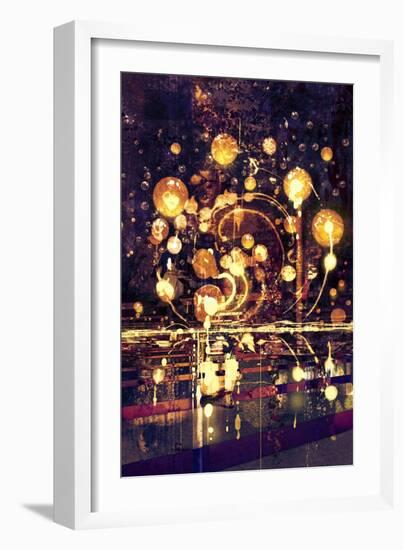 Light Bulb,Abstract Painting Concept,Illustration-Tithi Luadthong-Framed Art Print