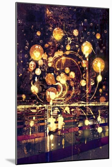 Light Bulb,Abstract Painting Concept,Illustration-Tithi Luadthong-Mounted Art Print
