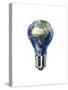 Light Bulb with Planet Earth Inside Glass, Africa and Europe View-null-Stretched Canvas