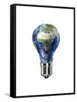 Light Bulb with Planet Earth Inside Glass, Africa and Europe View-null-Framed Stretched Canvas