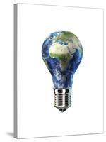 Light Bulb with Planet Earth Inside Glass, Africa and Europe View-null-Stretched Canvas