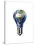 Light Bulb with Planet Earth Inside Glass, Africa and Europe View-null-Stretched Canvas