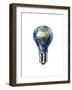 Light Bulb with Planet Earth Inside Glass, Africa and Europe View-null-Framed Art Print