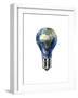 Light Bulb with Planet Earth Inside Glass, Africa and Europe View-null-Framed Art Print