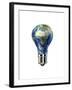 Light Bulb with Planet Earth Inside Glass, Africa and Europe View-null-Framed Art Print