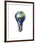 Light Bulb with Planet Earth Inside Glass, Africa and Europe View-null-Framed Art Print