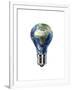 Light Bulb with Planet Earth Inside Glass, Africa and Europe View-null-Framed Art Print