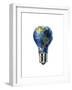 Light Bulb with Planet Earth Inside Glass, Americas View-null-Framed Art Print