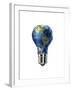 Light Bulb with Planet Earth Inside Glass, Americas View-null-Framed Art Print