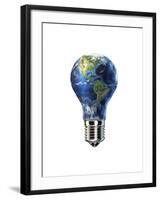 Light Bulb with Planet Earth Inside Glass, Americas View-null-Framed Art Print