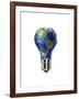 Light Bulb with Planet Earth Inside Glass, Americas View-null-Framed Art Print