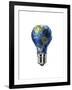 Light Bulb with Planet Earth Inside Glass, Americas View-null-Framed Art Print