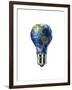 Light Bulb with Planet Earth Inside Glass, Americas View-null-Framed Art Print