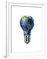 Light Bulb with Planet Earth Inside Glass, Americas View-null-Framed Art Print