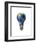 Light Bulb with Planet Earth Inside Glass, Americas View-null-Framed Art Print