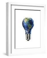 Light Bulb with Planet Earth Inside Glass, Americas View-null-Framed Art Print