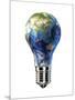 Light Bulb with Planet Earth Inside Glass, Asia View-null-Mounted Art Print