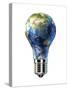 Light Bulb with Planet Earth Inside Glass, Asia View-null-Stretched Canvas