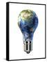 Light Bulb with Planet Earth Inside Glass, Asia View-null-Framed Stretched Canvas