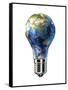 Light Bulb with Planet Earth Inside Glass, Asia View-null-Framed Stretched Canvas