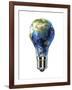 Light Bulb with Planet Earth Inside Glass, Asia View-null-Framed Art Print