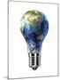 Light Bulb with Planet Earth Inside Glass, Asia View-null-Mounted Art Print