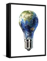 Light Bulb with Planet Earth Inside Glass, Asia View-null-Framed Stretched Canvas