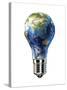 Light Bulb with Planet Earth Inside Glass, Asia View-null-Stretched Canvas