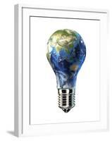 Light Bulb with Planet Earth Inside Glass, Asia View-null-Framed Art Print