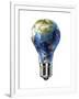 Light Bulb with Planet Earth Inside Glass, Asia View-null-Framed Art Print