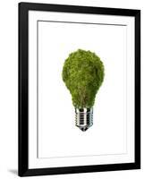 Light Bulb with Tree Inside Glass, Isolated on White Background-null-Framed Art Print