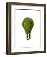 Light Bulb with Tree Inside Glass, Isolated on White Background-null-Framed Art Print