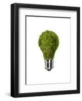 Light Bulb with Tree Inside Glass, Isolated on White Background-null-Framed Art Print