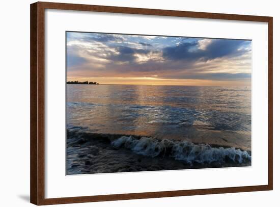 Light Clouds Sunset And Crashing Waves-Anthony Paladino-Framed Giclee Print