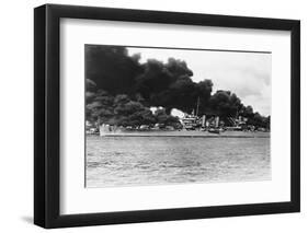 Light Cruiser Passing Burning USS Arizona-Bettmann-Framed Photographic Print
