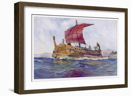 Light Fighting Ship from Classical Greece-Albert Sebille-Framed Art Print