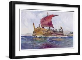 Light Fighting Ship from Classical Greece-Albert Sebille-Framed Art Print