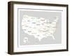 Light Grey USA Map-Kindred Sol Collective-Framed Art Print