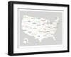 Light Grey USA Map-Kindred Sol Collective-Framed Art Print