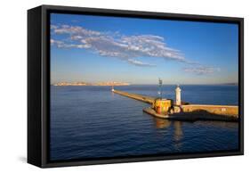 Light house of old port and third largest city in France, Marseille, Provence, France on the Med...-null-Framed Stretched Canvas