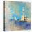 Light House With Yacht- Artistic Painting Style Picture-Maugli-l-Stretched Canvas