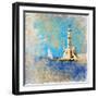 Light House With Yacht- Artistic Painting Style Picture-Maugli-l-Framed Art Print