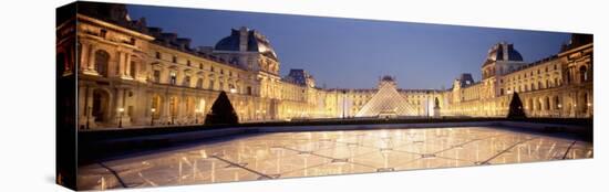 Light Illuminated in the Museum, Louvre Pyramid, Paris, France-null-Stretched Canvas